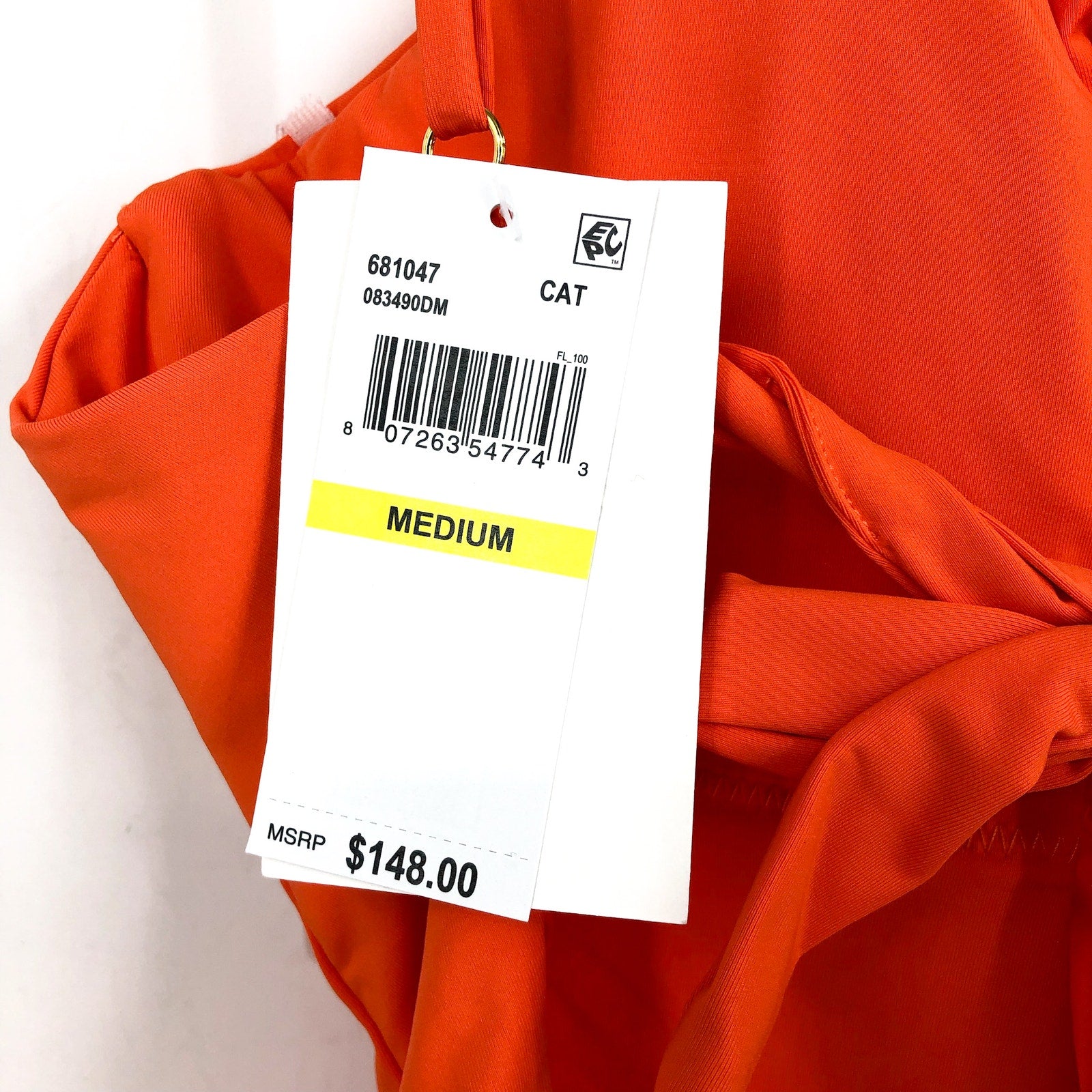 BECCA Women's Baja Mar One Piece Swimsuit Medium Orange Carrot High Neck NWT