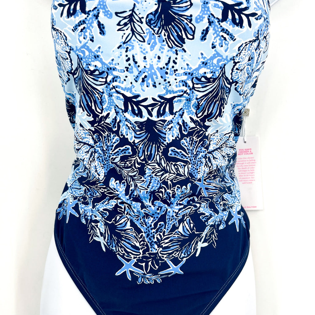 LILLY PULITZER Womens Klynn One-Piece Swimsuit US 6 Blue Just a Little Koi NWT