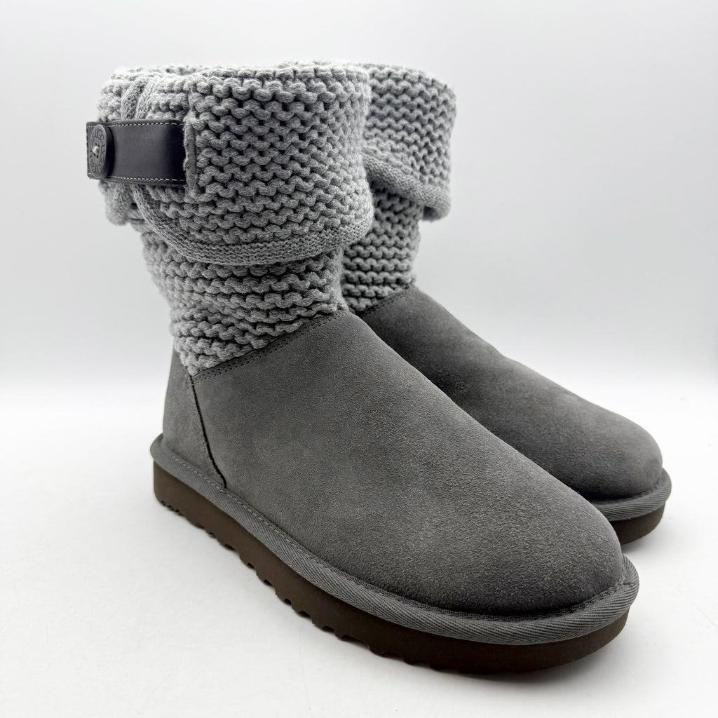 UGG Womens Shaina Mid Calf Boots US 5 EU 36 Gray Suede Knitted NWOB