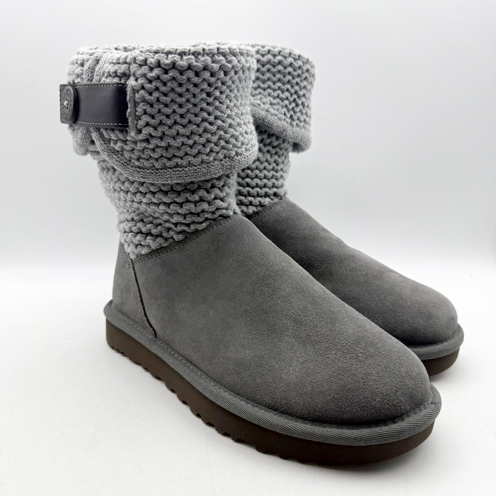 UGG Womens Shaina Mid Calf Boots US 5 EU 36 Gray Suede Knitted NWOB