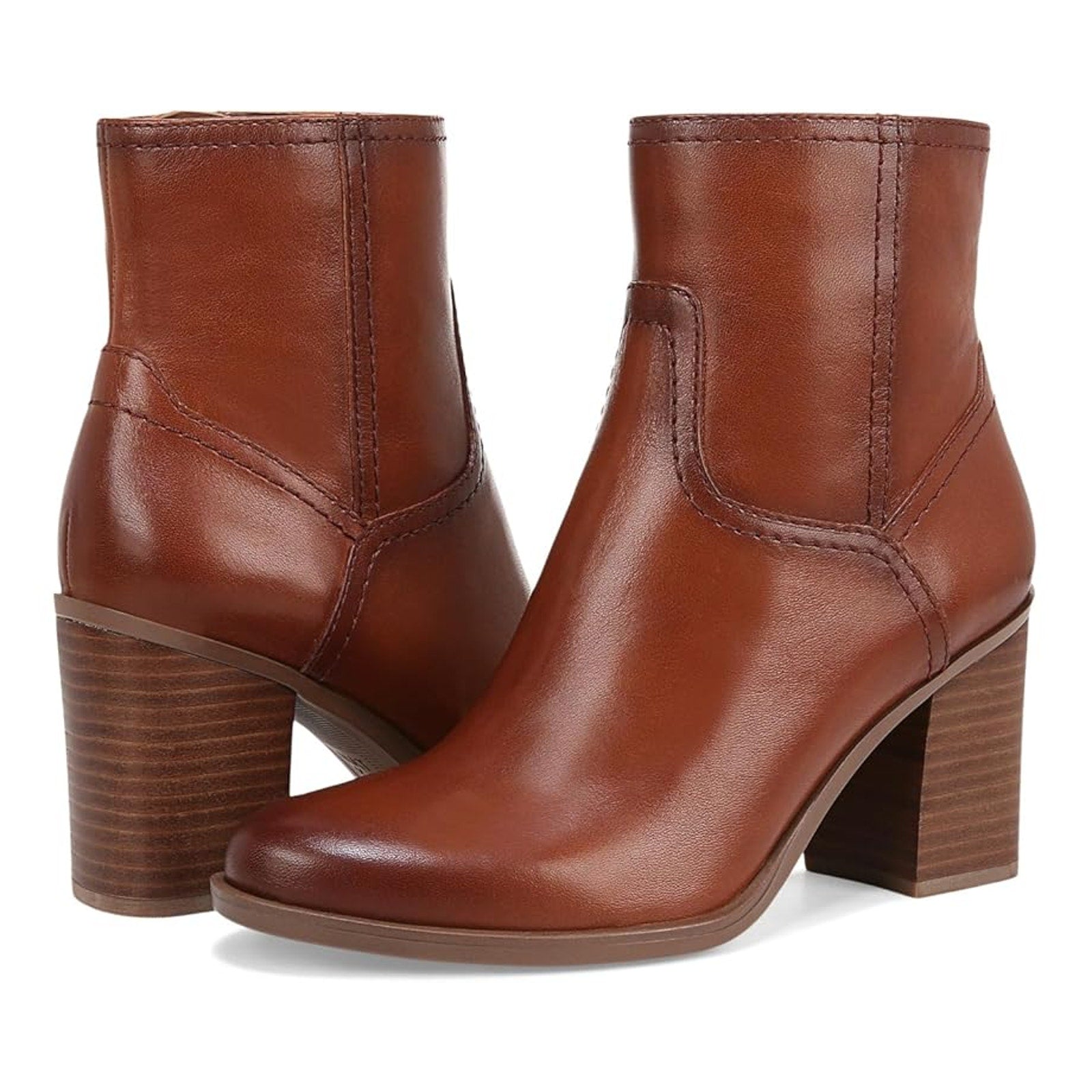 Naturalizer Womens Kalina Ankle Bootie Size 7.5 WIDE Cider Brown Leather NIB