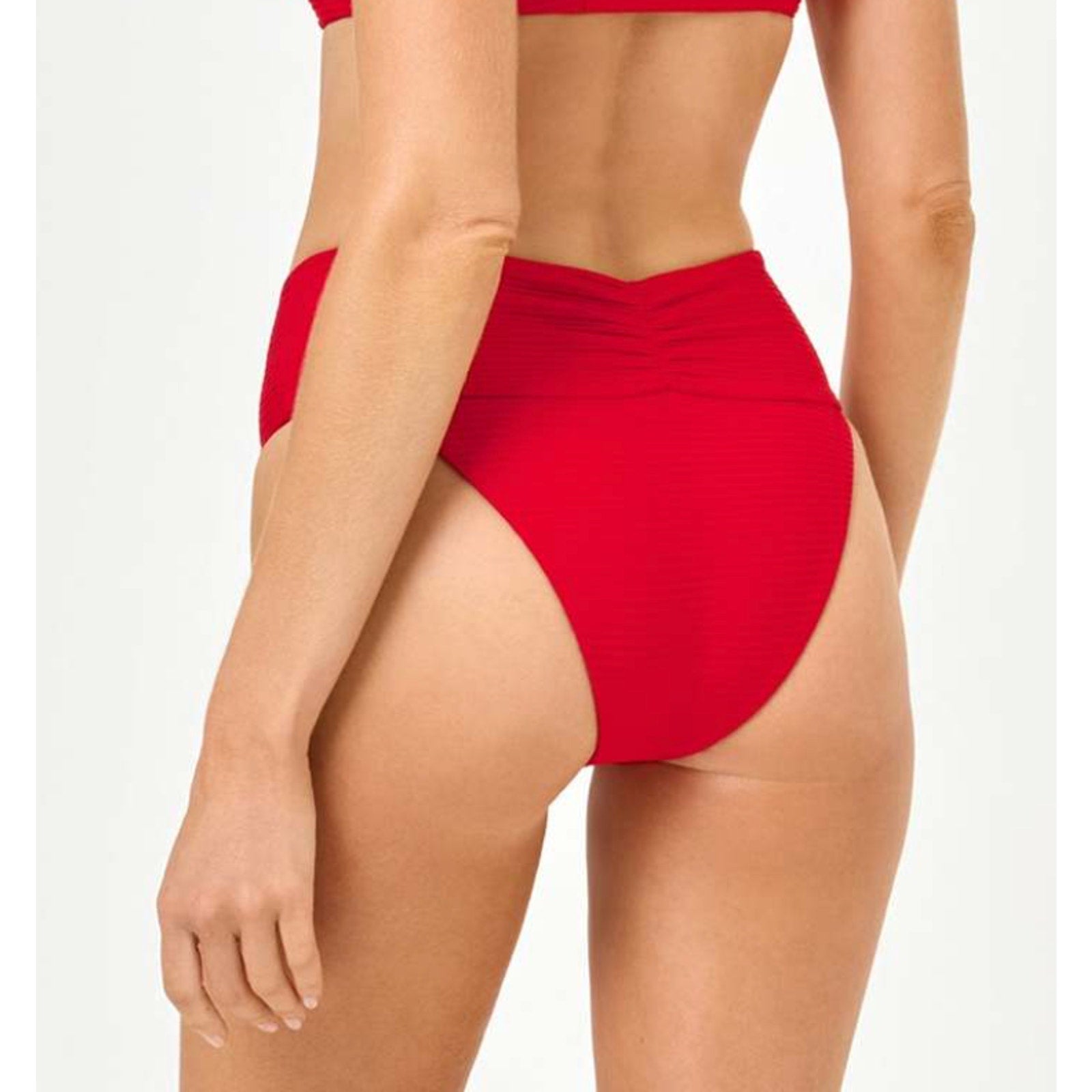 L*Space Eco Chic Repreve Bardot Bikini Bottom Large Lipstick Red NWT