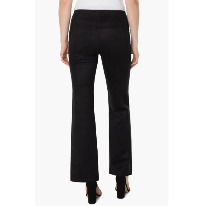 LIVERPOOL Women's Pearl Pull-On Faux Suede Flare Pants Small Black Stretch NWT