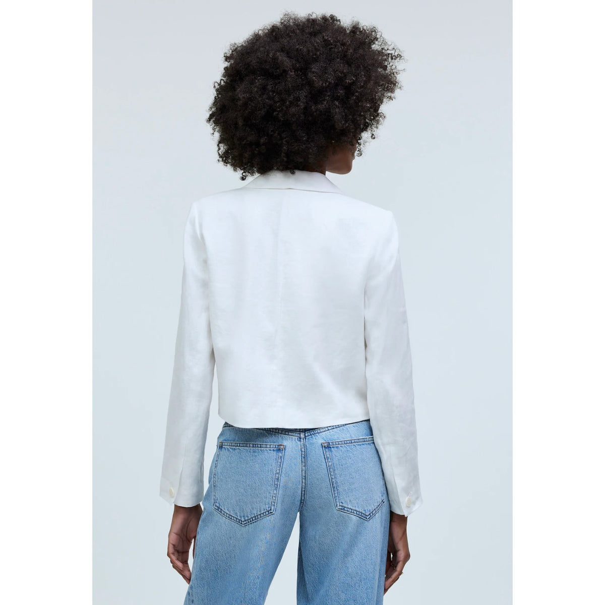 MADEWELL Women's The Sutter Crop Blazer Large White Linen NO903 NWT