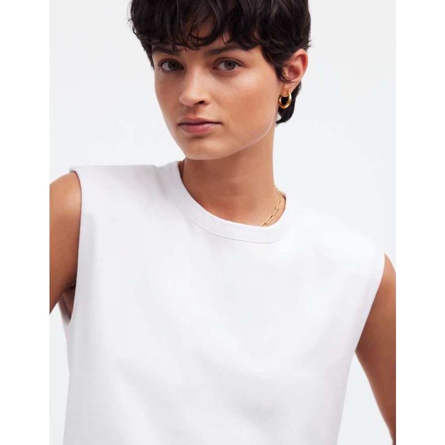 MADEWELL Women's Structured Muscle Tee Small Eyelet White Crewneck NR246 NWT