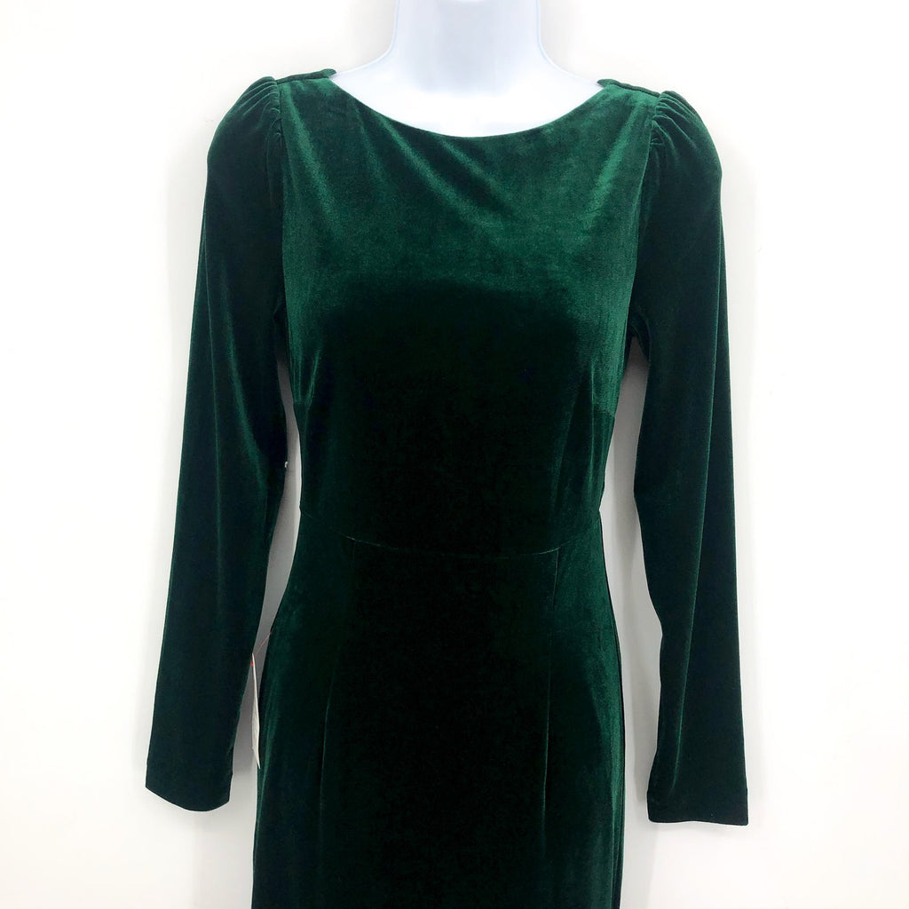 BARDOT Women's Kalani Cowl Back Velvet Dress US 4 Dark Green Long Sleeve NWT