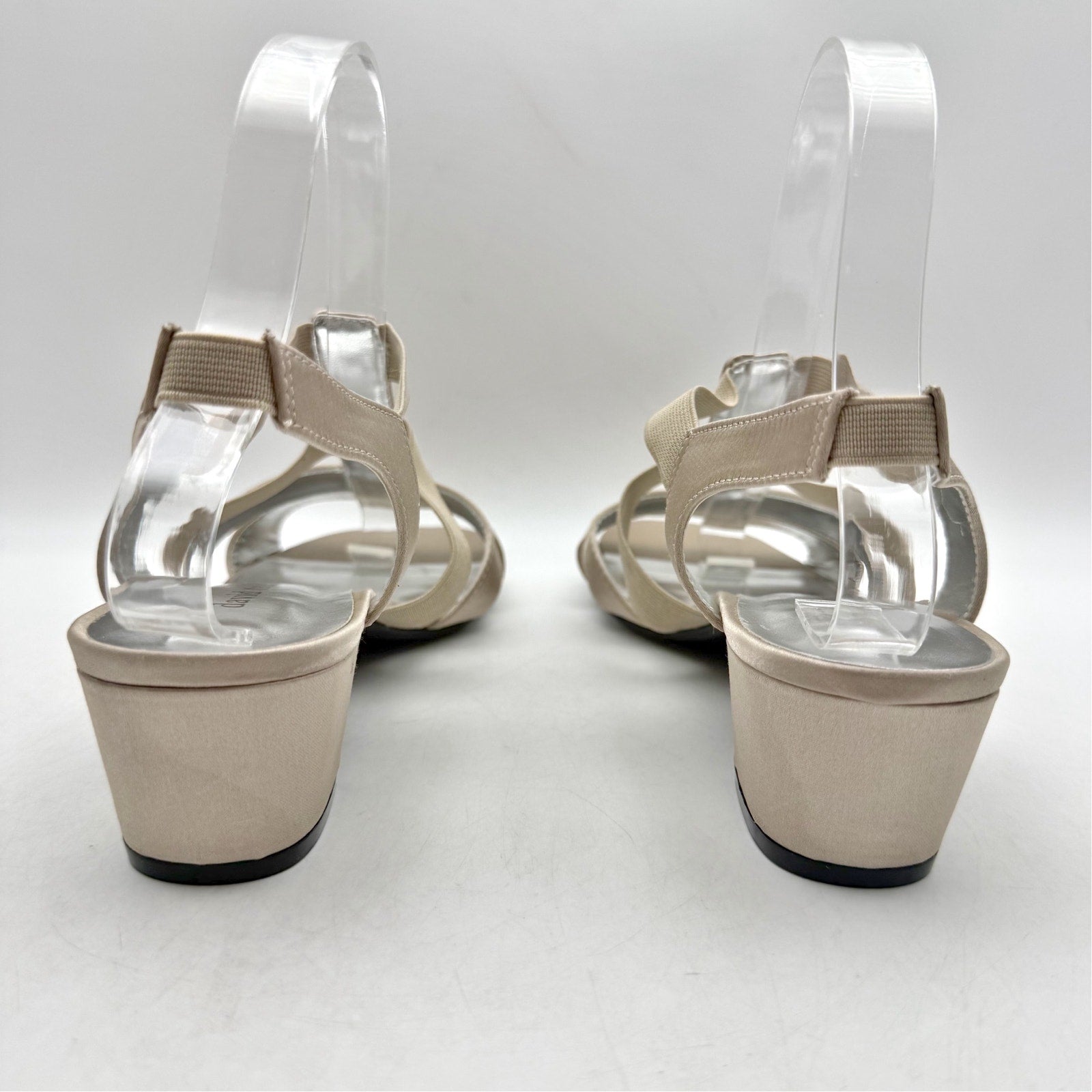 David Tate Womens Event Gladiator Sandals US 8.5 Wide Champagne Satin NWOB