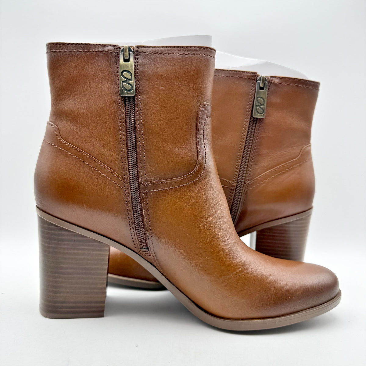Naturalizer Kalina Ankle Bootie Size 7 Wide EU 37 Cider Spice Brown Leather NIB