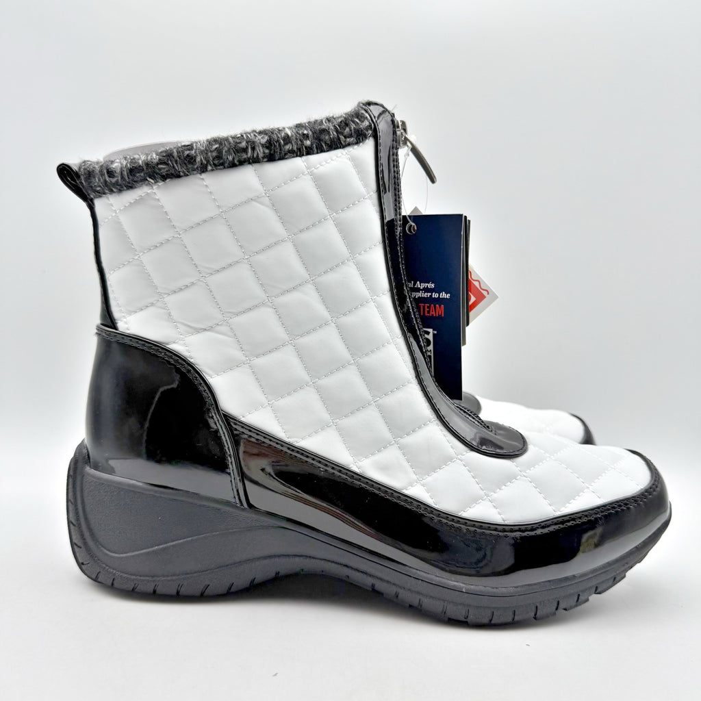 Khombu Womens Megan Snow Boots Size 6.5 Wide White Black Waterproof NIB