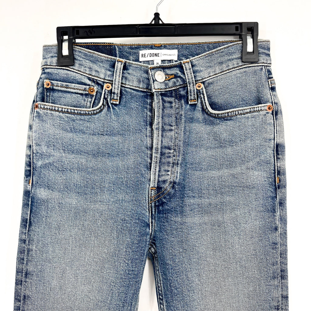 RE/DONE Women's Mid 80s Slim Straight Leg Jeans 26x27 US 2 Blue High Waist NWT
