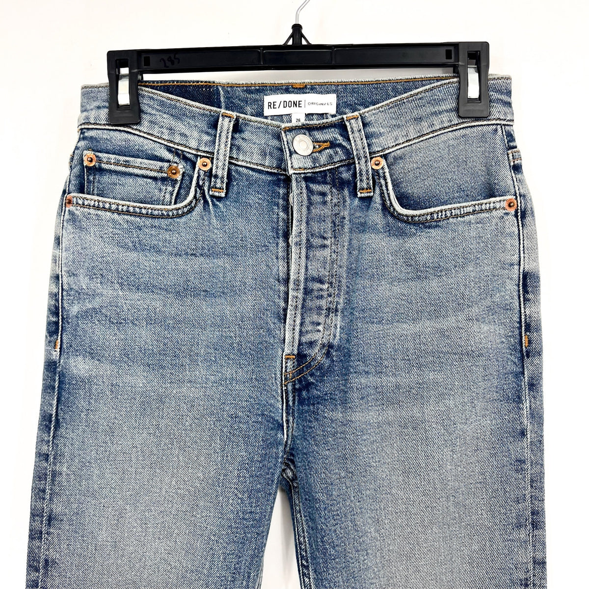 RE/DONE Women's Mid 80s Slim Straight Leg Jeans 26x27 US 2 Blue High Waist NWT