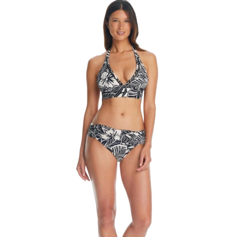 BLEU ROD BEATTIE Ciao Bella Banded Halter Top Size 12 Black White Floral NWT