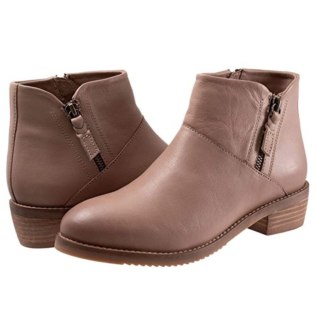SoftWalk Womens Roselle Ankle Booties US 8.5 NARROW Stone Tan Leather NWOB