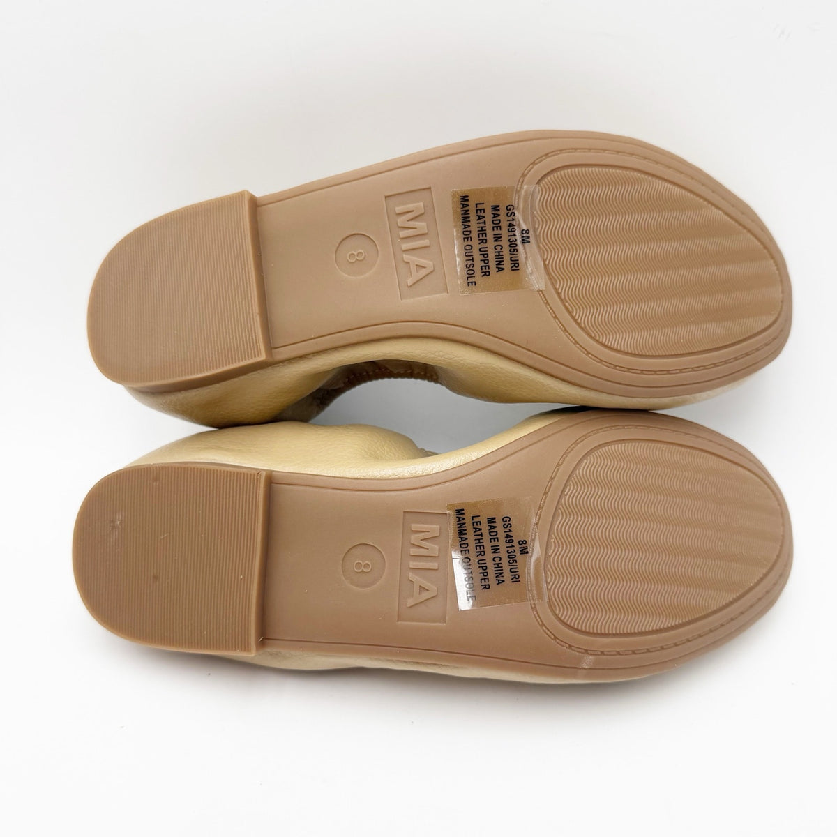 MIA Womens URI Ballet Flats Size 8 M Tan Beige Leather NWOB