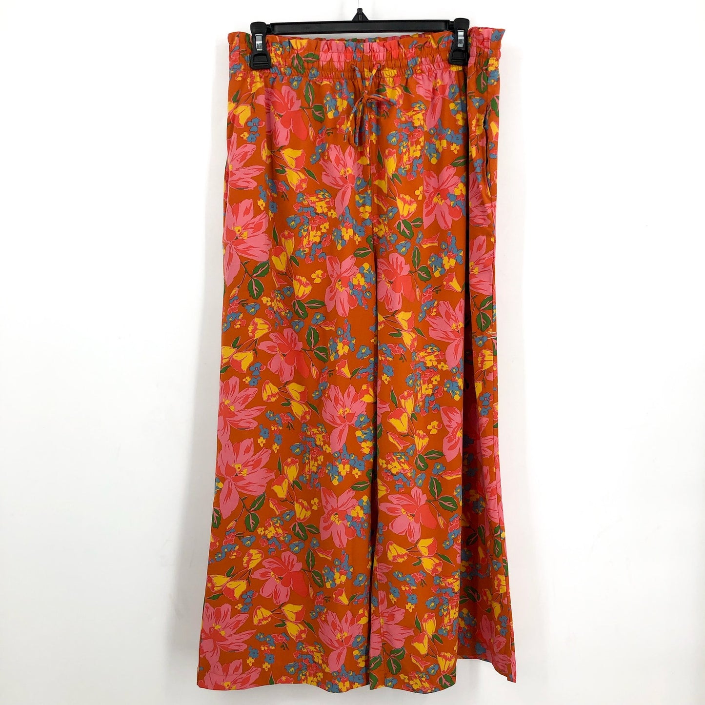 TOAD & CO Womens Sunkissed Wide Leg Pants Medium Red Persimmon Tulip Print NWT