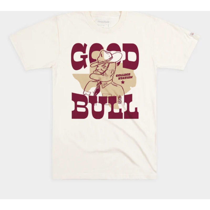 HOMEFIELD Mens Texas A&M Ol' Sarge "Good Bull" Tee XXL Cream Short Sleeve NWT