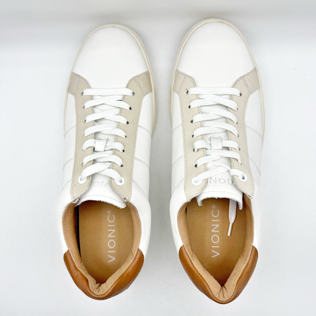 Vionic Mens Lucas ll Sneakers US 11 EU 44 White Leather Comfort Orthotic NWOB
