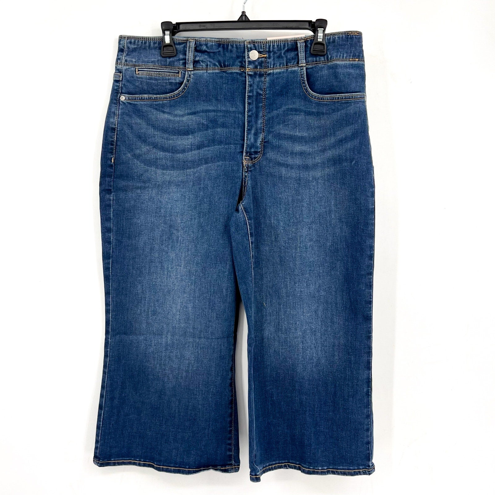 NYDJ Womens Major Wide Leg Capri Jeans 14 PETITE Serendipity Blue NWT