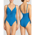 ROBIN PICCONE Women's Aubrey Keyhole One-Piece Swimsuit Size 8 Cyan Blue NWT