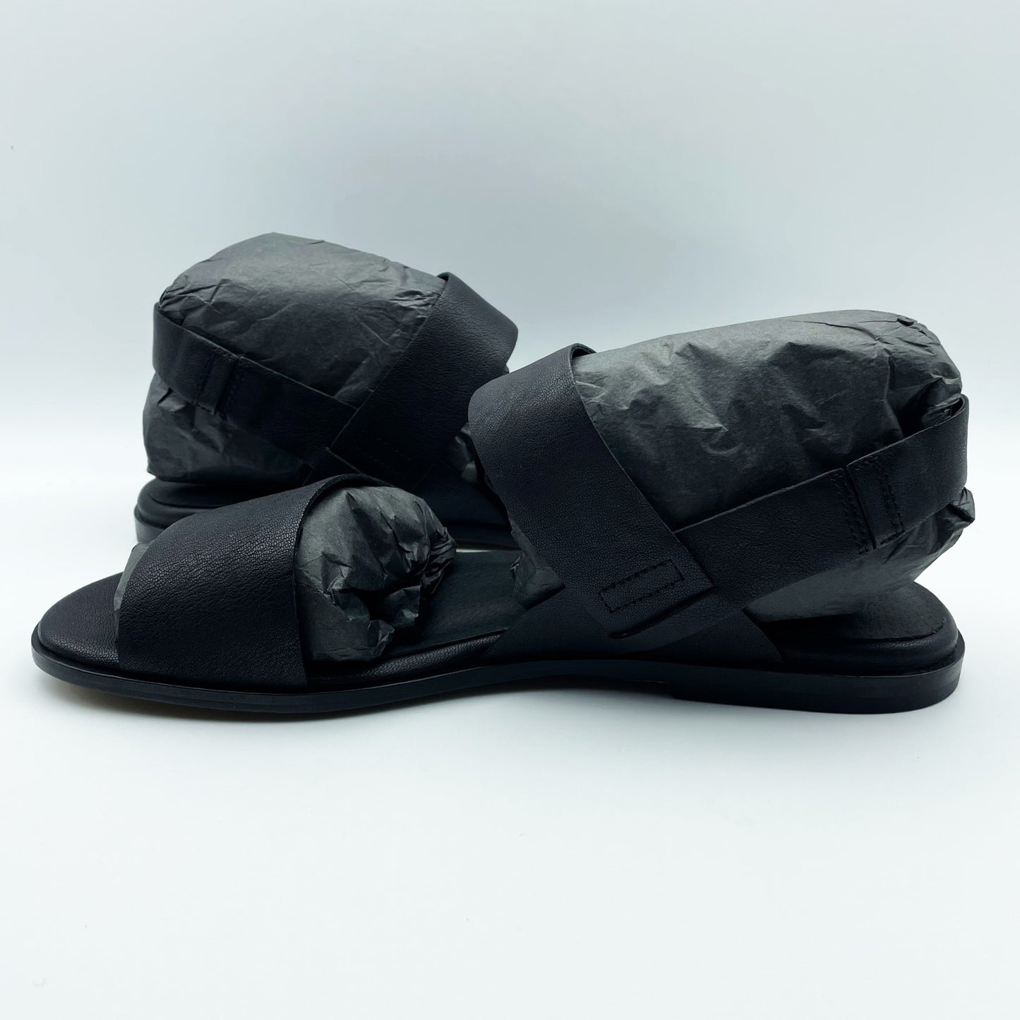 Eileen Fisher Womens Kanza Sandal US 11 Black Tumbled Leather Double Strap NWOB