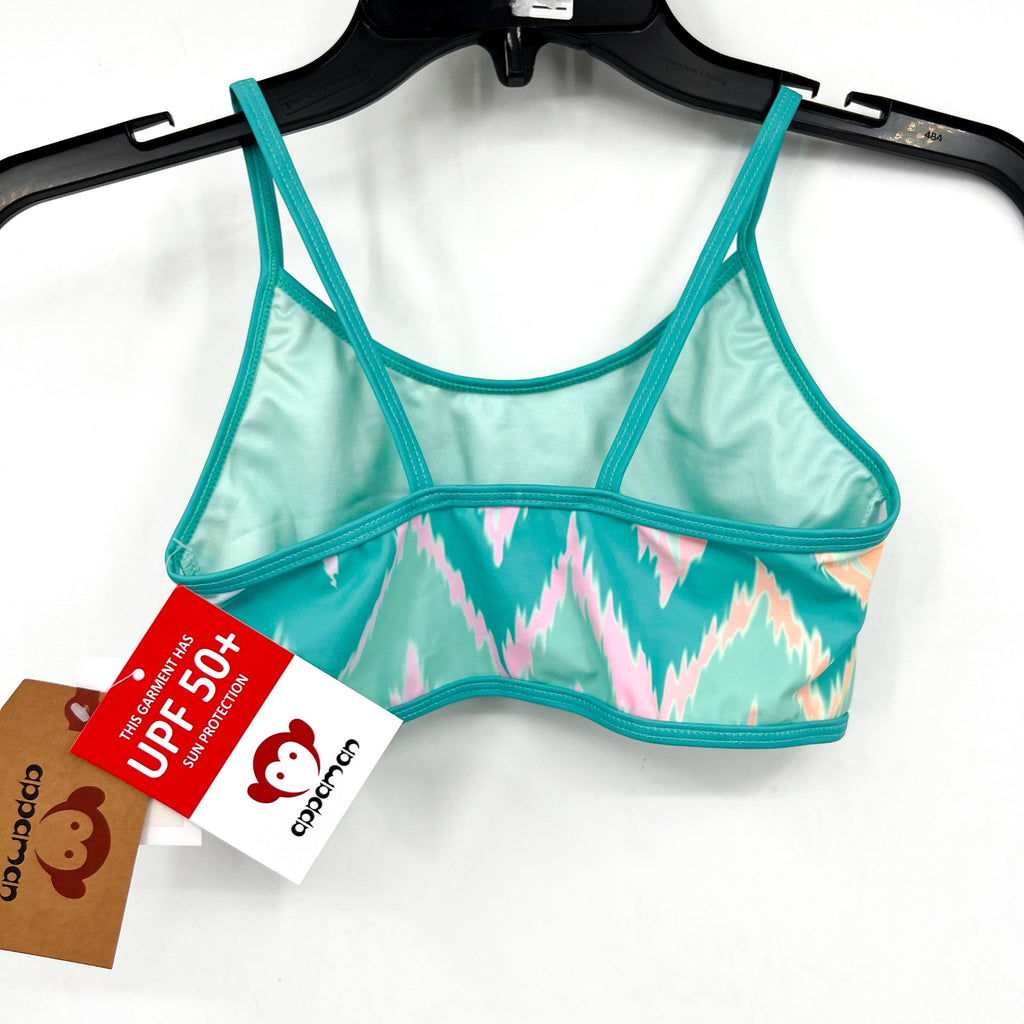 APPAMAN Girls Ikat Stella Bikini Swim Set Size 10 Teal Green Printed UPF NWT
