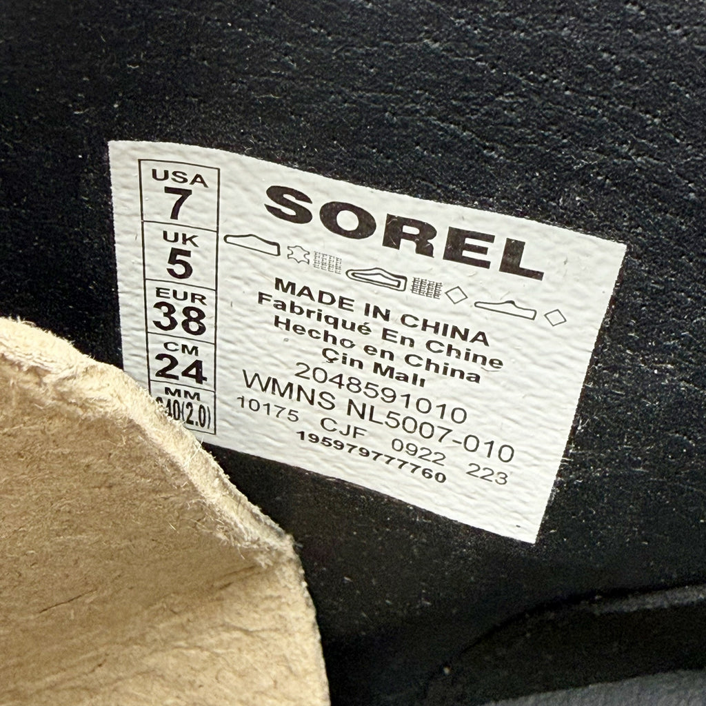 SOREL Womens Brex Heel Zip Bootie US 7 EU 38 Black Leather Waterproof NIB