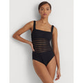 LAUREN RALPH LAUREN Ottoman One-Piece Swimsuit Size 8 Black Mesh Stripe NWT