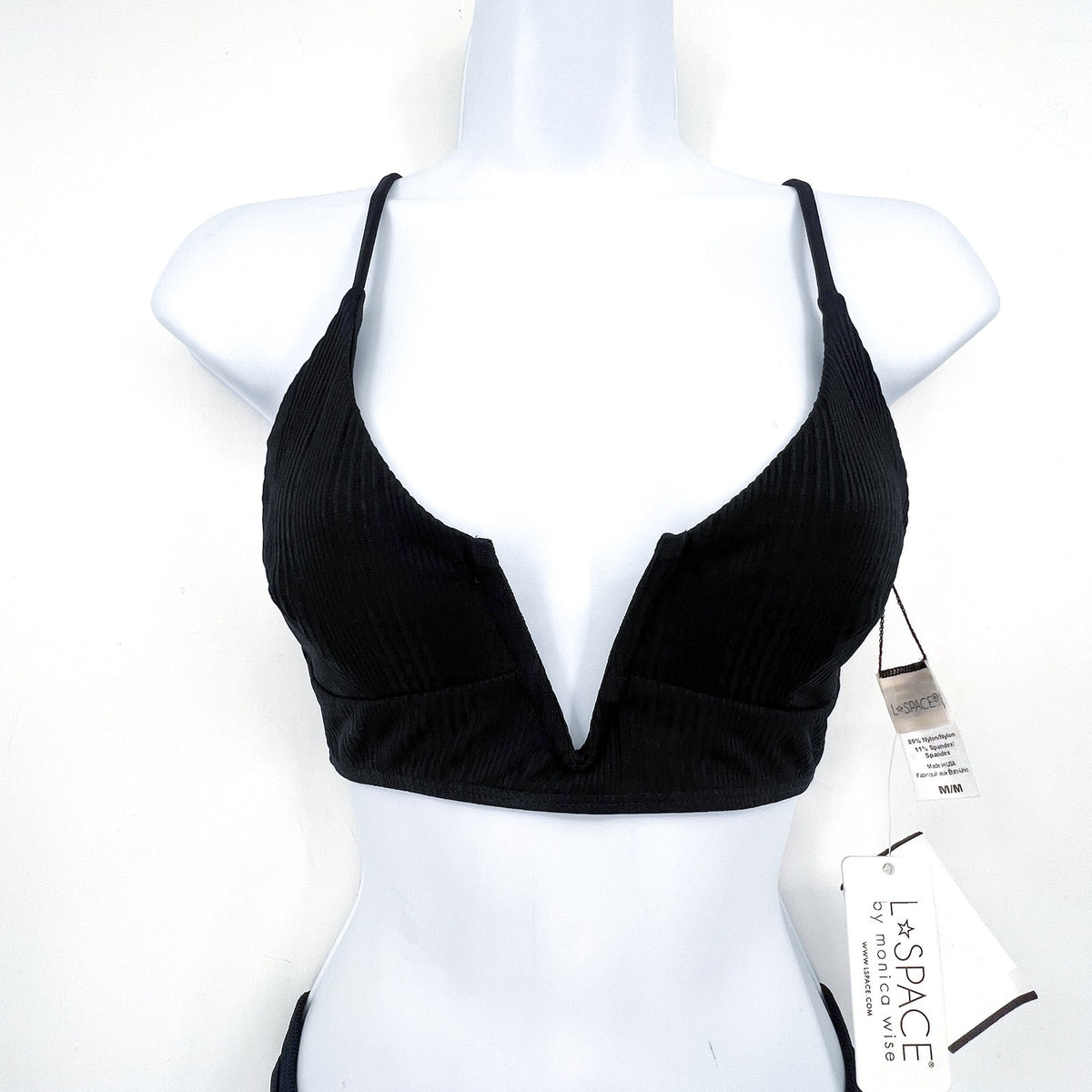 L*SPACE Bikini Siren Top & Dominic Bottom Bitsy Medium Black NWT
