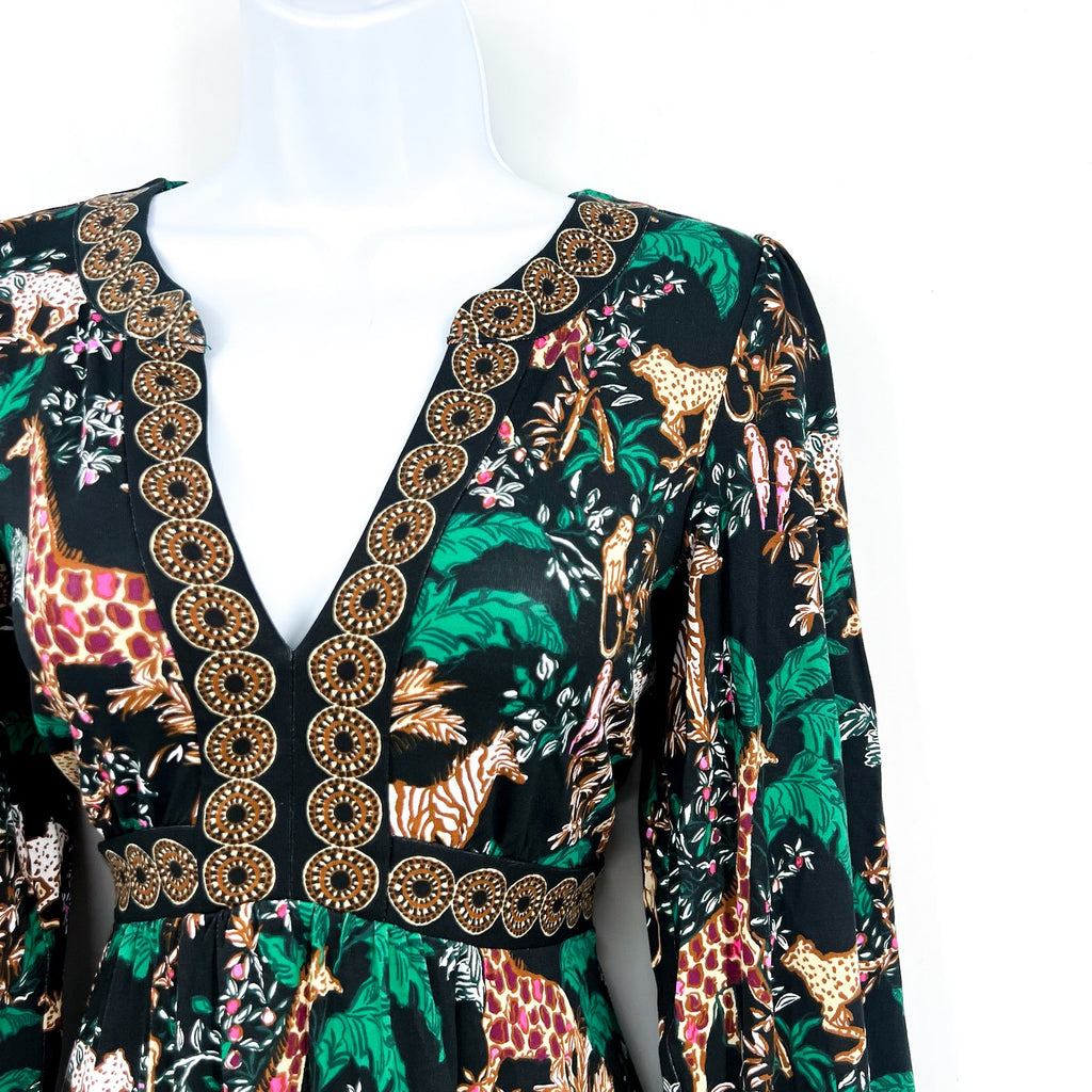 LILLY PULITZER Wexlee Dress Size 2 Green Dancing In The Moonlight 3/4 Sleeve NWT