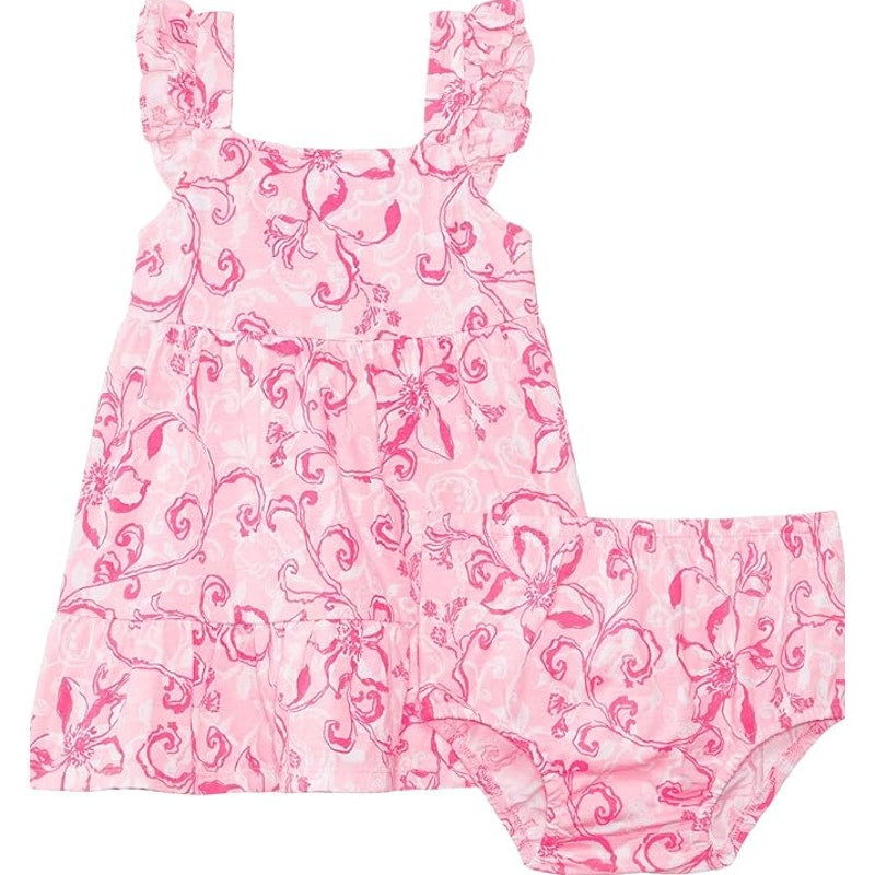 LILLY PULITZER Infant Charlize Dress 3-6M Conch Shell Pink Flamingle Garden NWOT