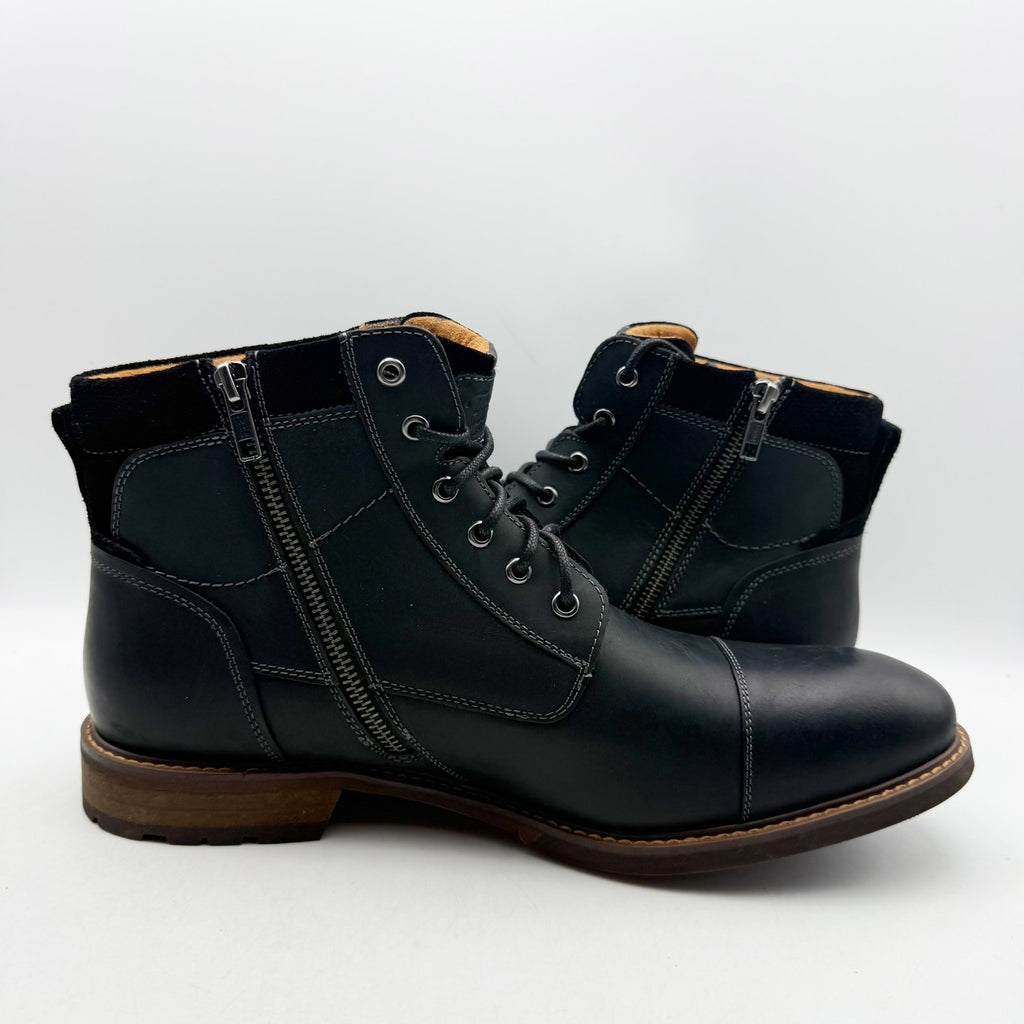 Florsheim Mens Chalet Ankle Boots US 11 Wide EU 44 Black Leather NIB