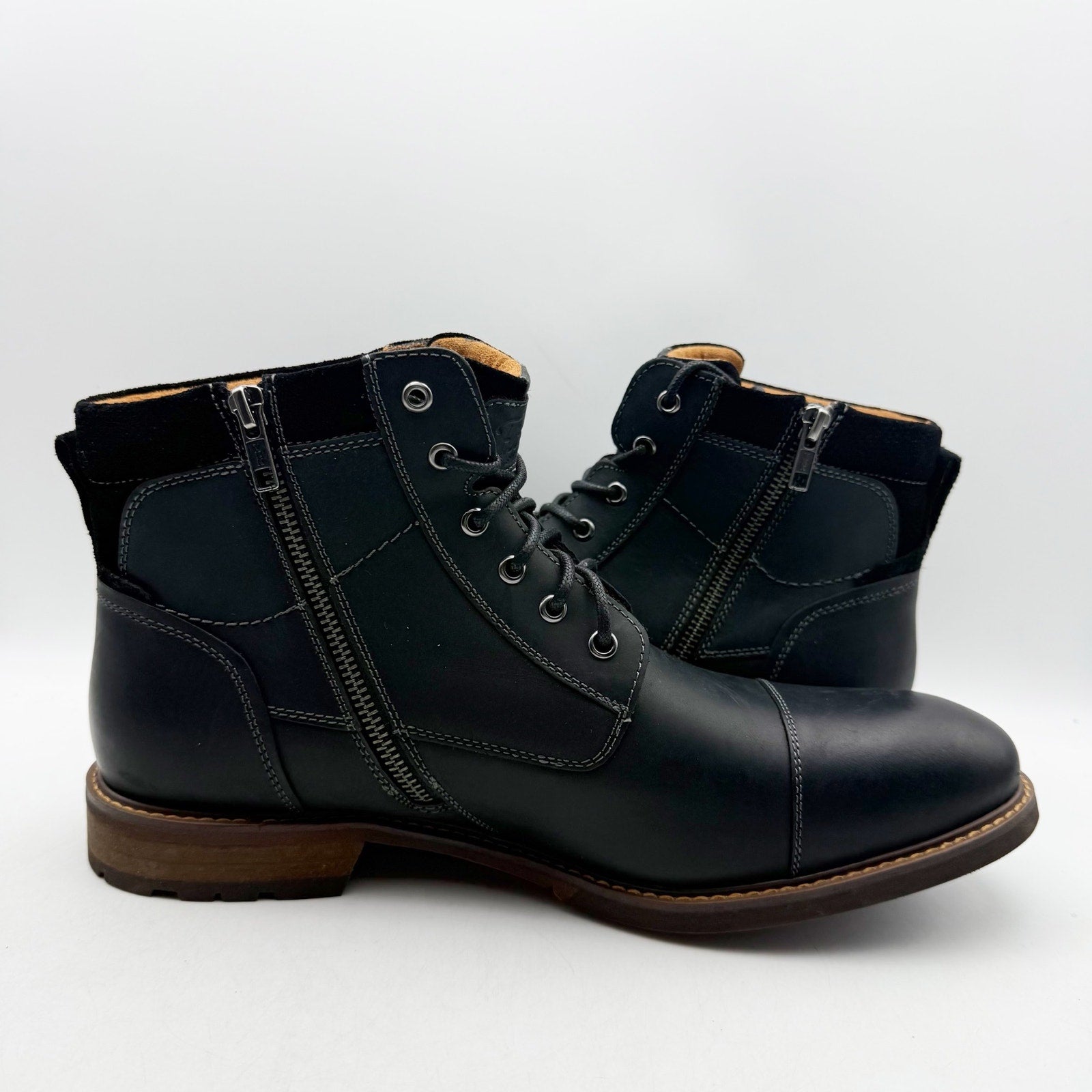 Florsheim Mens Chalet Ankle Boots US 11 Wide EU 44 Black Leather NIB