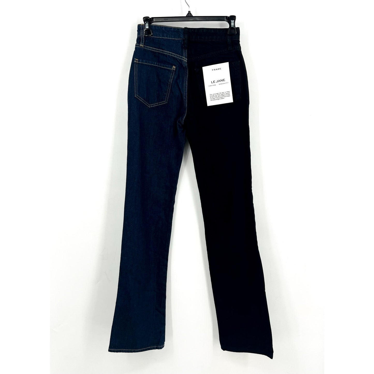 FRAME Womens Le Jane Colorblock Relaxed Jeans Size 23 Blue Black Dell Noir NWT