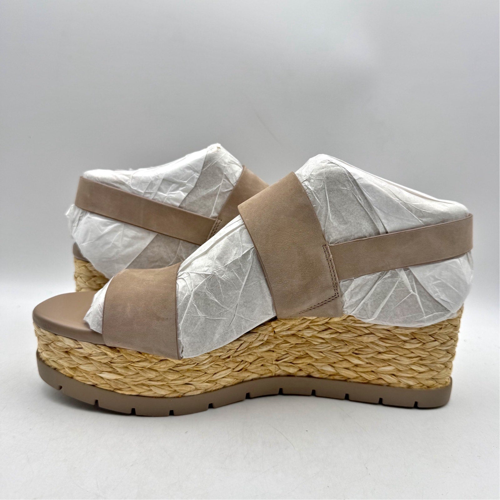 Vince Camuto Womens Maipelle Espadrille Wedge Sandals US 10 Taupe Leather NWOB