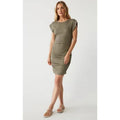 MICHAEL STARS Ricci Power Shoulder Dress Small Olive Green Short Sleeve NWT