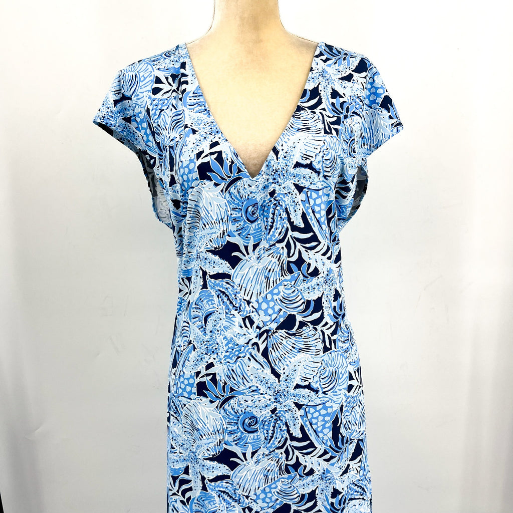 Lilly Pulitzer Talli Maxi Dress MEDIUM Bonaire Blue Coastal Cover Up Casual NWT