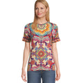 JOHNNY WAS The Janie Favorite Top Large Multi Mcanna Scarf Short Sleeve NWT