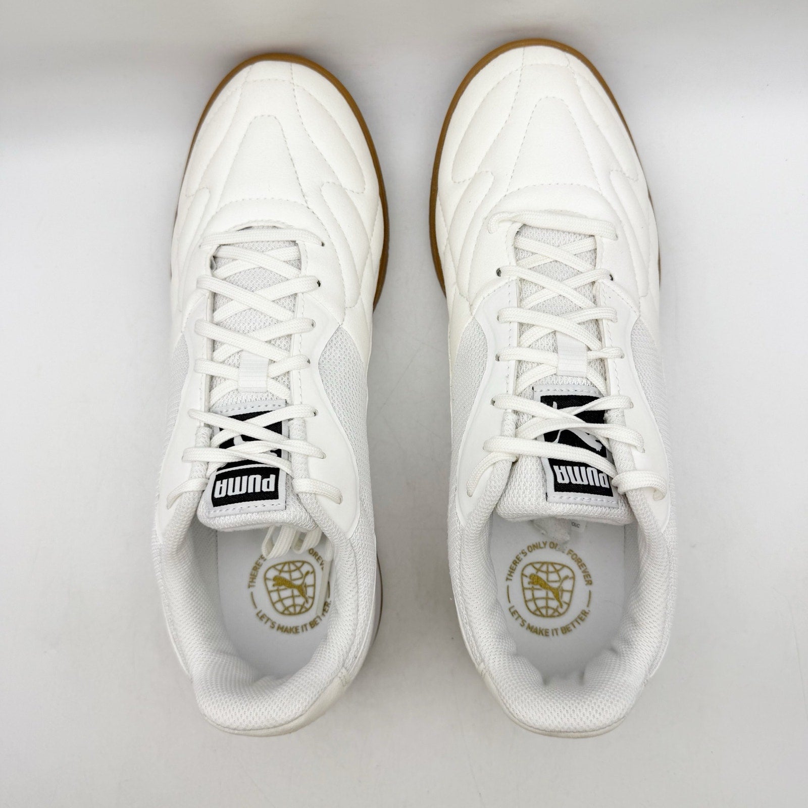PUMA Mens King Top It Indoor Soccer Shoes US 9 White Gold Sneaker NWOB