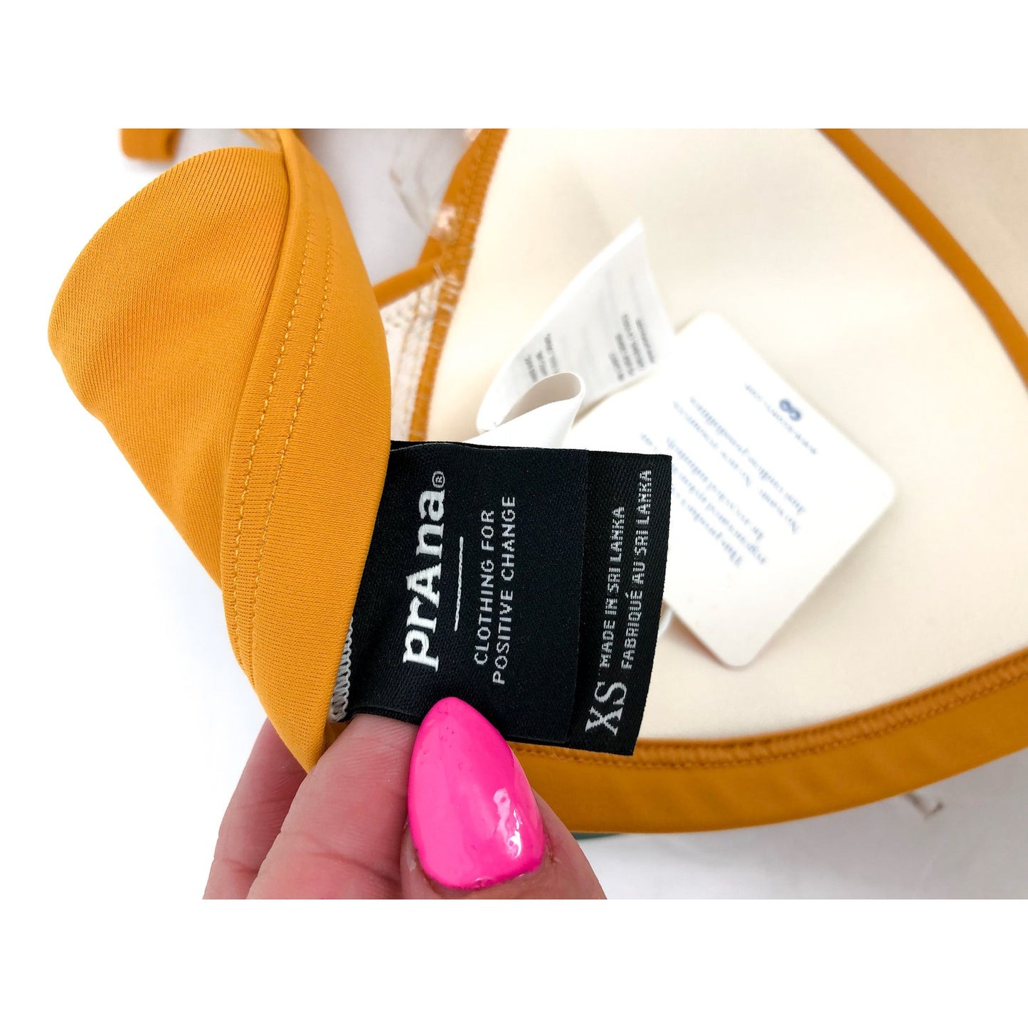 PRANA Women's Lexie Halter Bikini Top Size XS Gold Deep Solstice UPF 50+