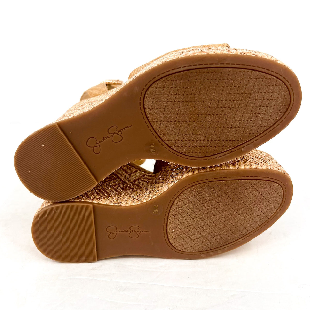 JESSICA SIMPSON Kamindi Espadrille Wedge Sandals Size 7M Tan Natural Raffia NWOB