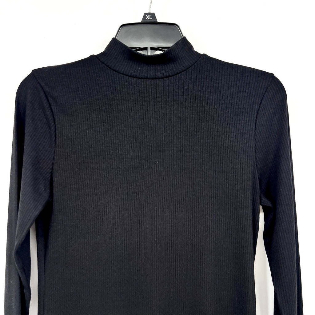 MADEWELL Women's Drapey Rib Long-Sleeve Mockneck Top Medium Jet Black NS610 NWT