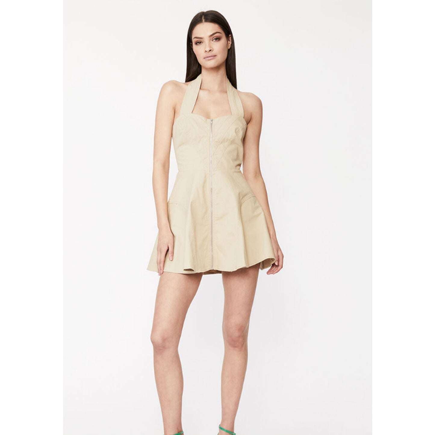 BARDOT Womens Lee Halter Utility Dress Beige MEDIUM US 6