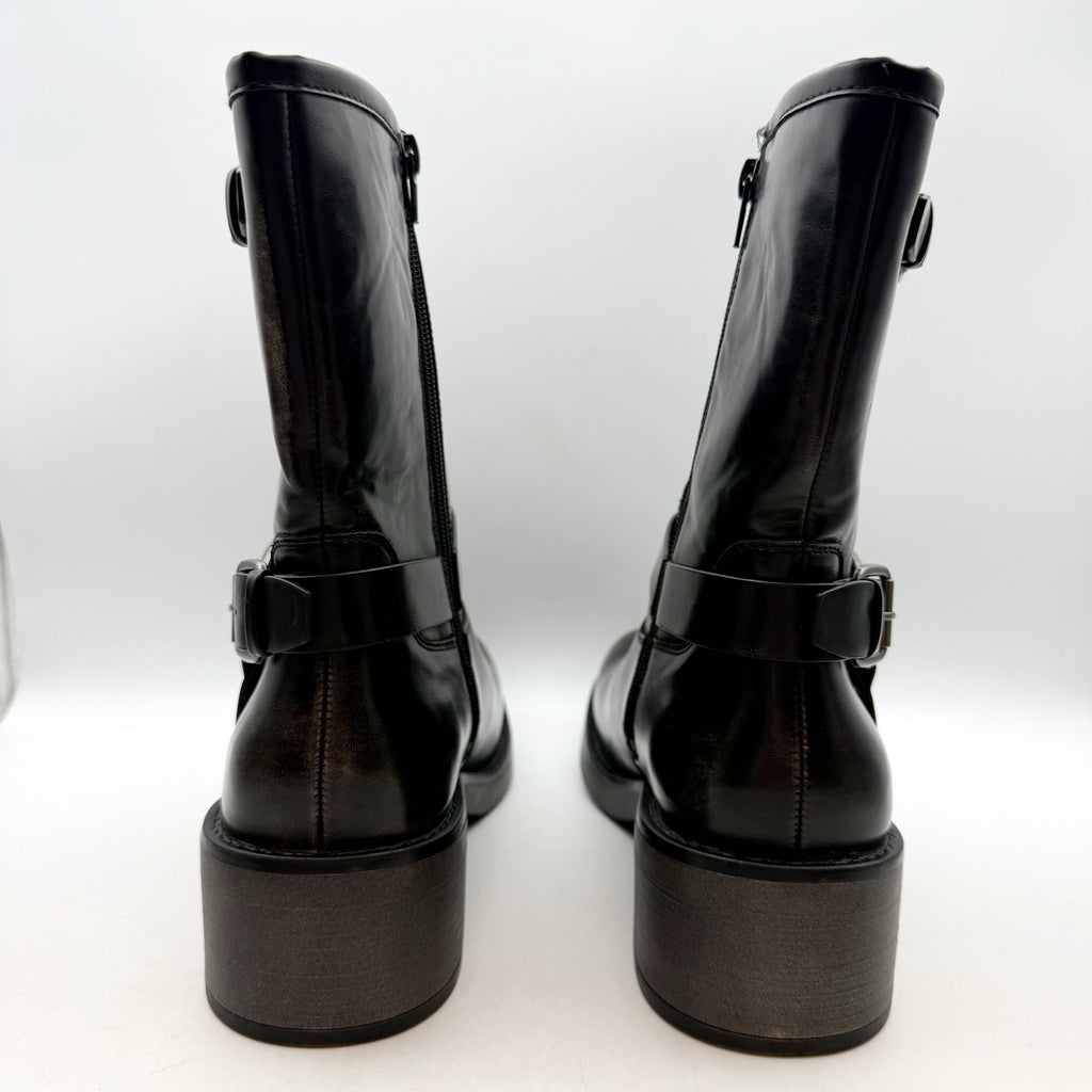 Bullboxer Womens Cora Motorcycle Boots US 8.5 Black Distressed Leather NWOB