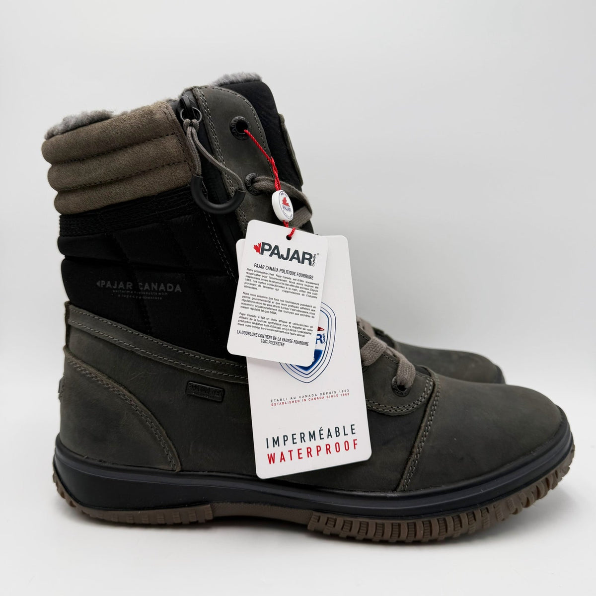 Pajar Canada Mens Trooper 3.0 Winter Boots Size 10 EU 44 Dark Grey Black WP NWOB