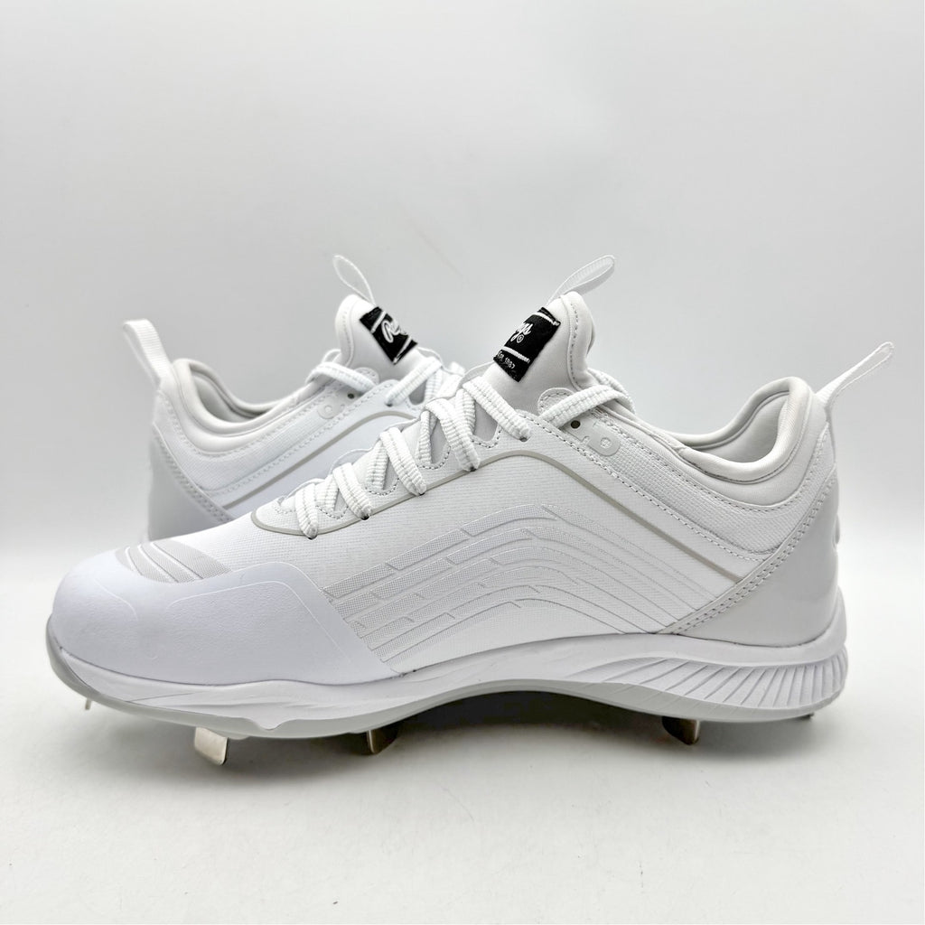 Rawlings Men Bullpen Low Baseball Cleats Size 13 White Gray Metal T4595 NWOB