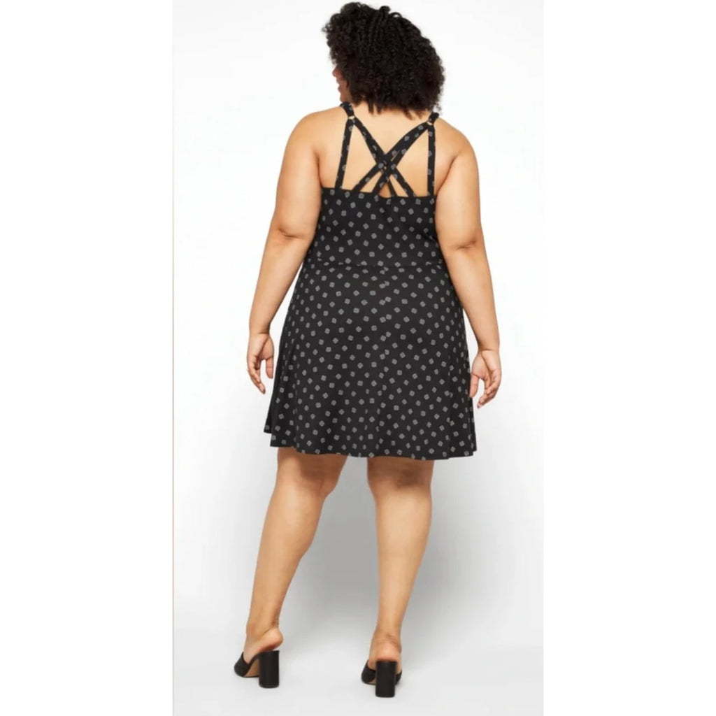 NINE BRITTON Womens Lizzy Brushed Knit Dress 1X Black White Print STITCHFIX NWT