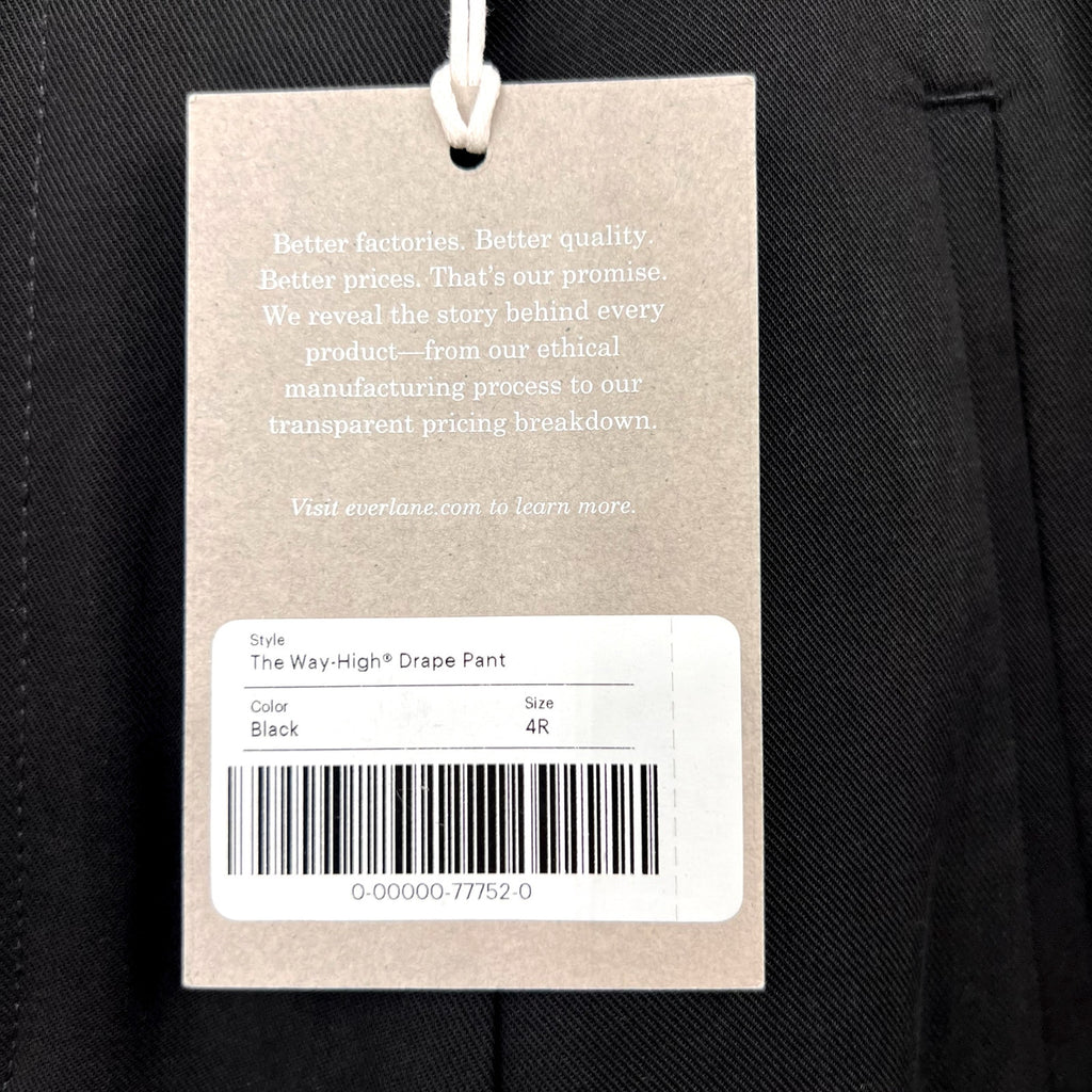 Everlane Womens The Way-High Drape Pants Size 4 Black 31" Inseam Pleated NWT
