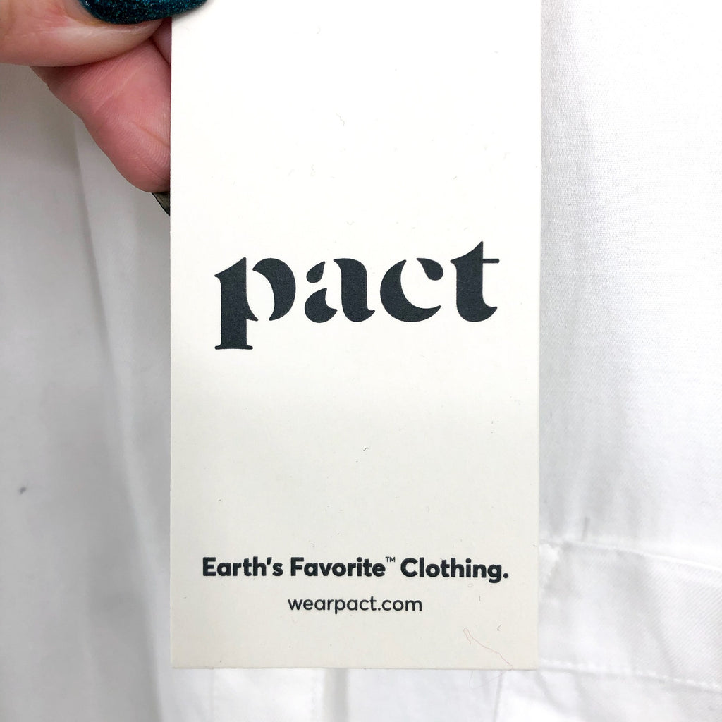 PACT Women's Sunset Lightweight Cotton Shirt Large White Button-Down NWT