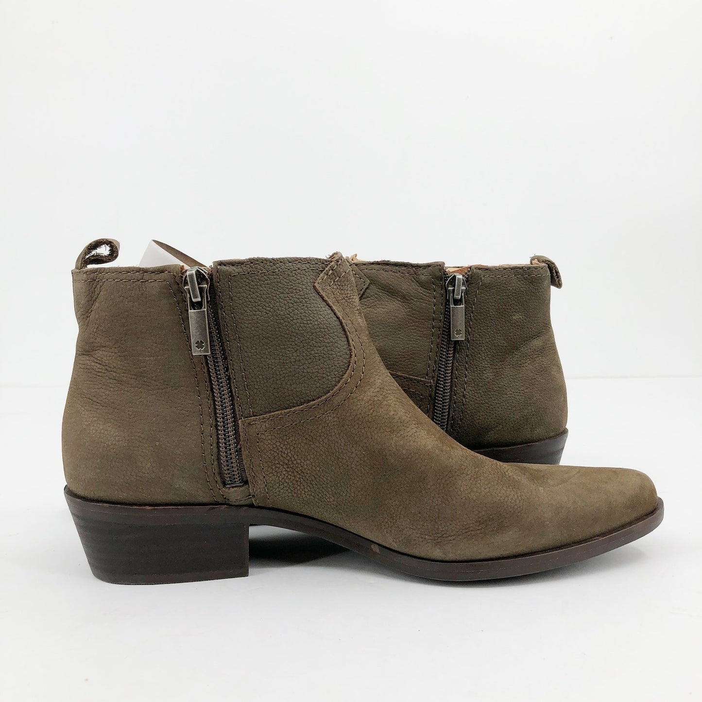 LUCKY BRAND Womens Hikalli Ankle Bootie 6 Olive Green Brown Boot Leather NWOB