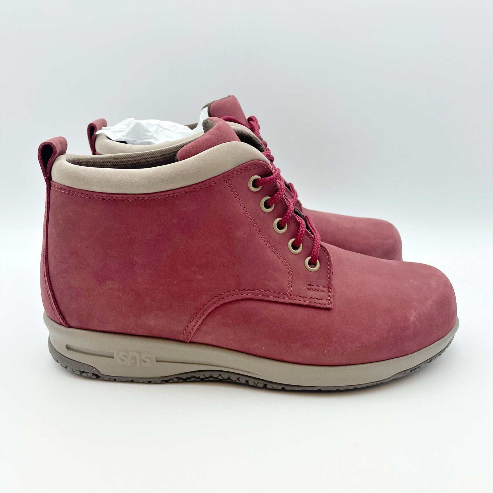 SAS Womens Gretchen Ankle Bootie US 6 WW EU 36.5 Red Leather Water Resistant NIB